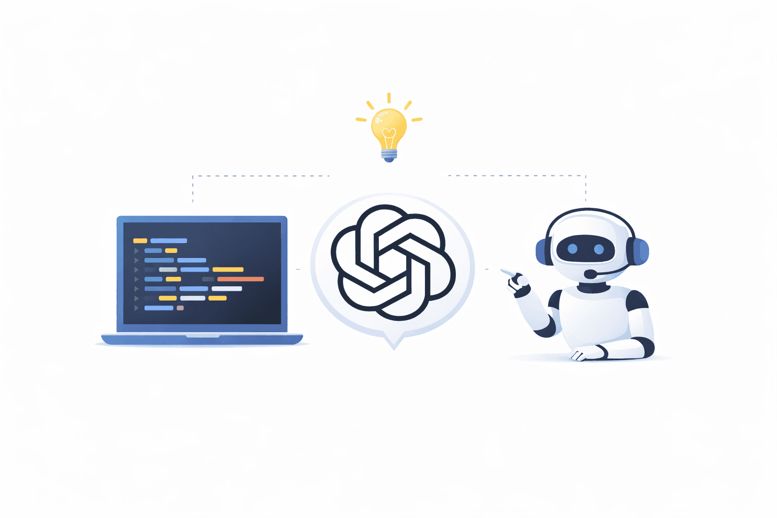 Ilustración sobre aprendizaje de programación con ChatGPT y verificación del código